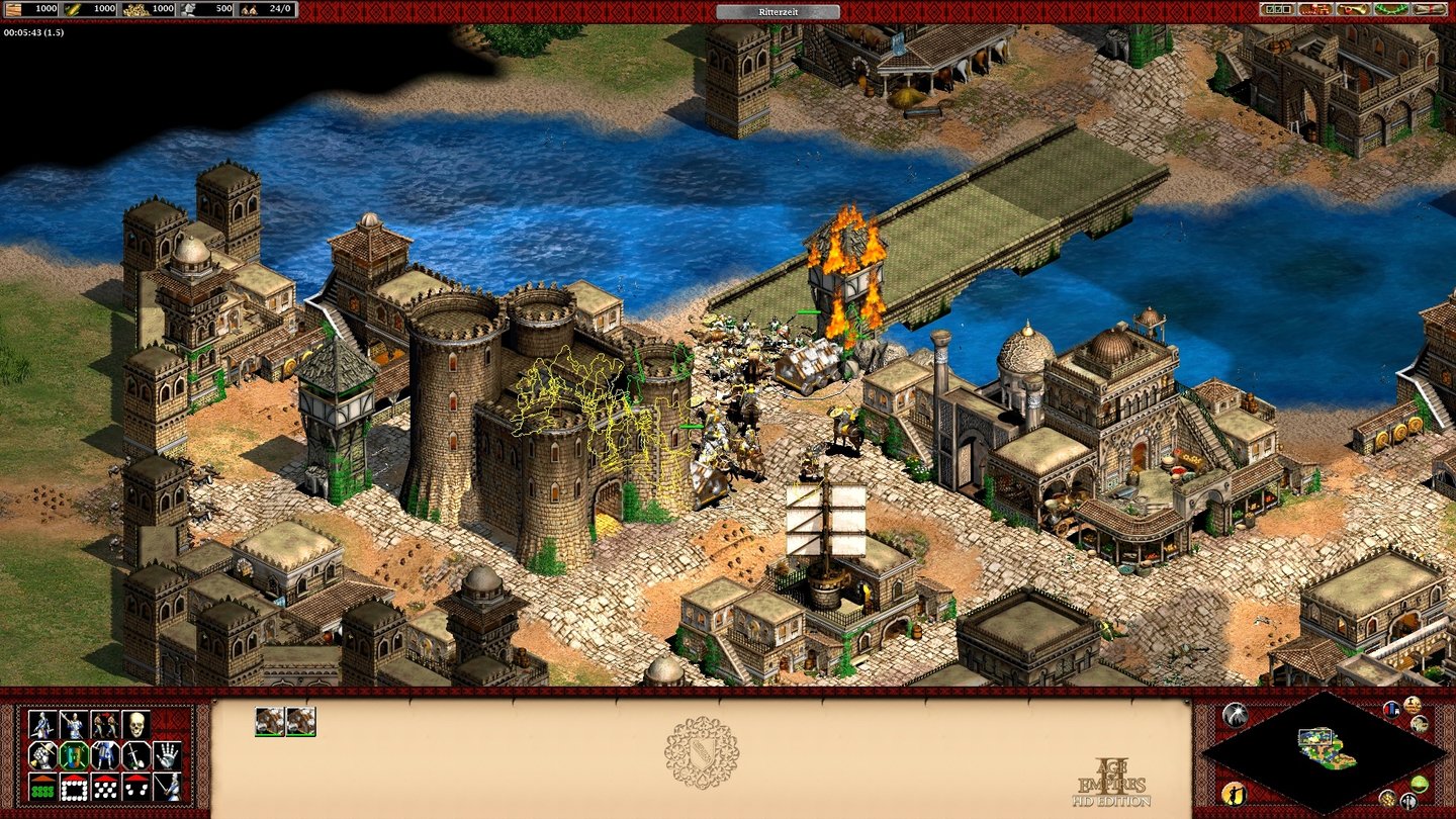 Age of Empires 2 HD: The African KingdomsMit 43 Reitereinheiten, aber nur zwei Rammböcken, sollen wir mit unseren Berbern Toledo erobern, um die Stadt als Hauptquartier für unseren Eroberungszug zu nutzen. Zum Glück lässt sich das Spiel verlangsamen, denn wie immer verklumpen die Truppen im Kampf gerne.