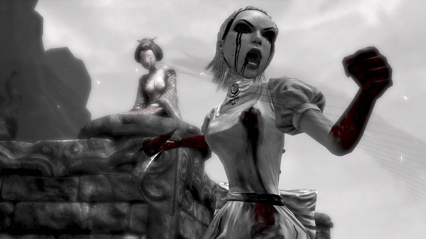 Alice: Madness ReturnsWenn die Heldin im Actionspiel Alice: Madness Returns kurz vor dem virtuellen Tod steht, wechselt das Spiel in den Hysteria-Modus. Dabei wird die Spielwelt in schwarz-weiß gezeigt und nur Blut in seiner Originalfarbe dargestellt.