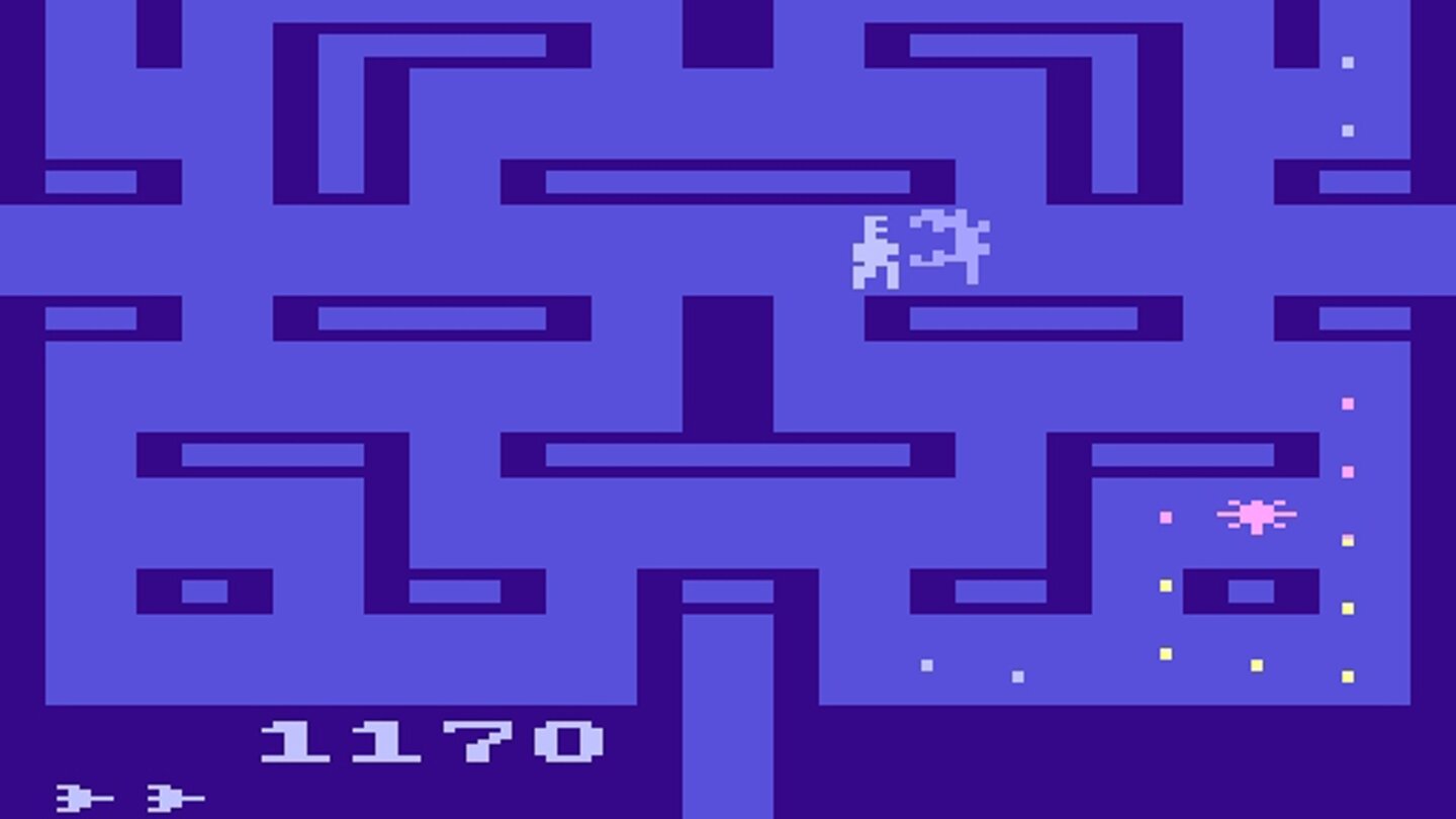 Alien (1982)Drei Jahre nach dem Kinostart von Alien erschien ein erstes Alien-Videospiel für den Atari VCS 2600. Allerdings war das von Fox Video Games entwickelte Spielchen im Grunde ein dreister Pac-Man-Klon, dessen pixelige Aliens eher wie aufgebrachte Zimmerpflanzen wirken.