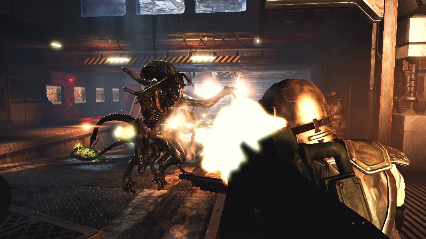 Aliens: Colonial MarinesIm Mehrspielermodus spielen Marines gegen Aliens im Team-Deathmatch.