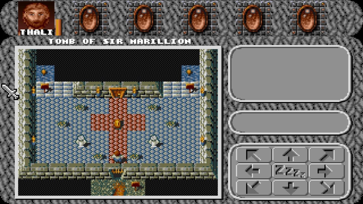 Amberstar (1992) Während das Spiel Reisen in der Vogelperspektive darstellt, wechselt die Ansicht für Erkundungen oder die rundenbasierten Kämpfe in den First-Person-Modus – die Kämpfe aus der Seitenansicht von Dragonflight sind Geschichte. Um das Hauptziel zu erreichen oder eine der kleineren Quests abzuschließen, kann der Spieler auf 90 Zaubersprüche zurückgreifen.