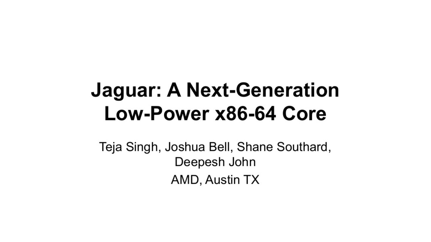 AMD Jaguar Präsentation
