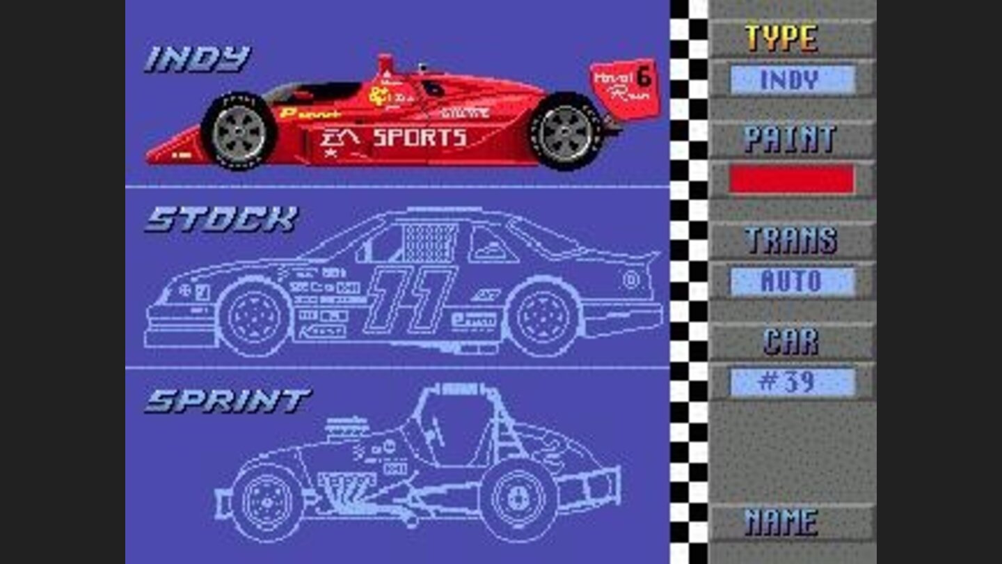 Choose your car and racing style.