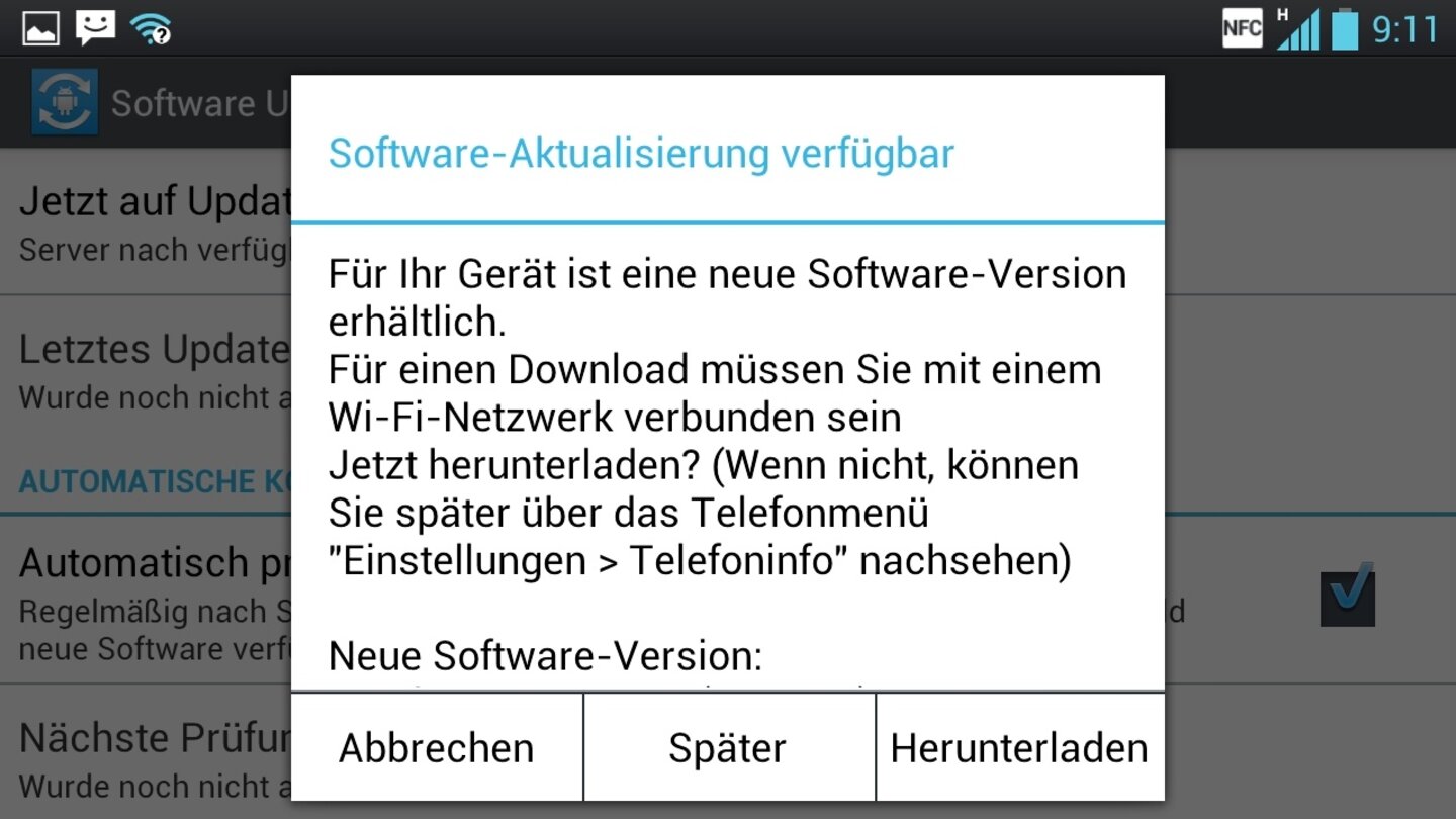 Die Update-Benachrichtigung.