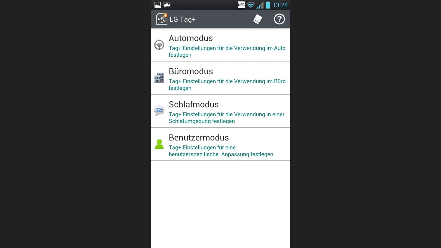 Die NFC-App LG Tags+