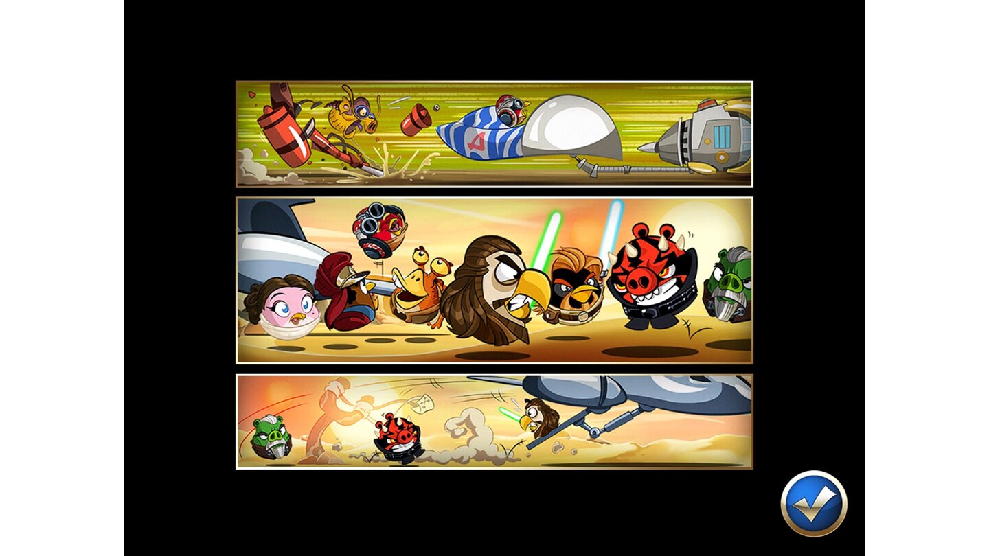 Angry Birds: Star Wars 2Zum Schmunzeln: Zur Auflockerung sind kurze Comics zwischen den Missionen eingestreut.