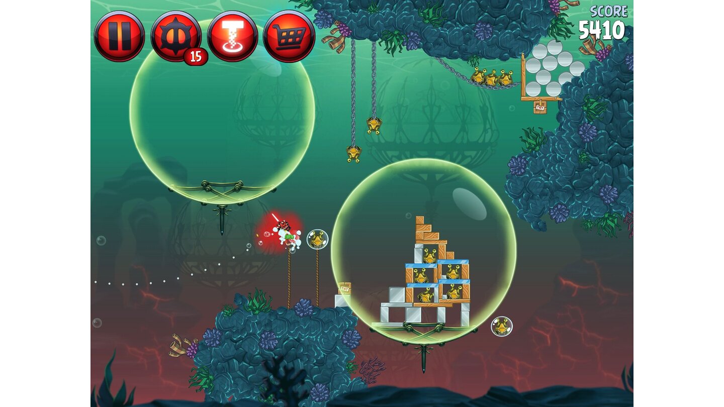 Angry Birds: Star Wars 2Machttorpedos: Die Bonusmissionen in den Gewässern Naboos sorgen für spielerische Abwechslung.
