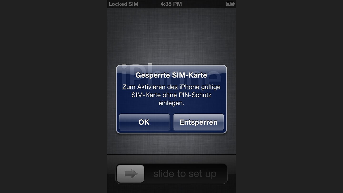 Wie nach jedem Neustart so sperrt auch die Installation von iOS 5 anfangs Ihre SIM-Karte. Sie können, müssen aber nicht die SIM per Code entsperren.