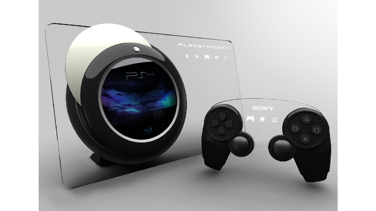 PlayStation 4 - Designkonzepte... genau wie dieses hier: Sehr edles Glas-Design. (Designer: Tai Chiem)