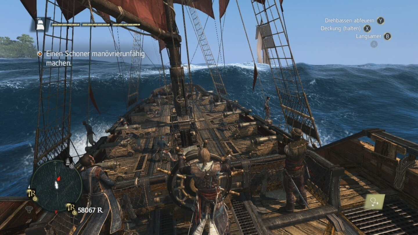 Assassin's Creed 4: Black Flag (360)
Die 360-Version hat in der Wasser-Darstellung keine Schnitte gegen die PS4-Variante. Hier sieht das Meer fast echt aus.