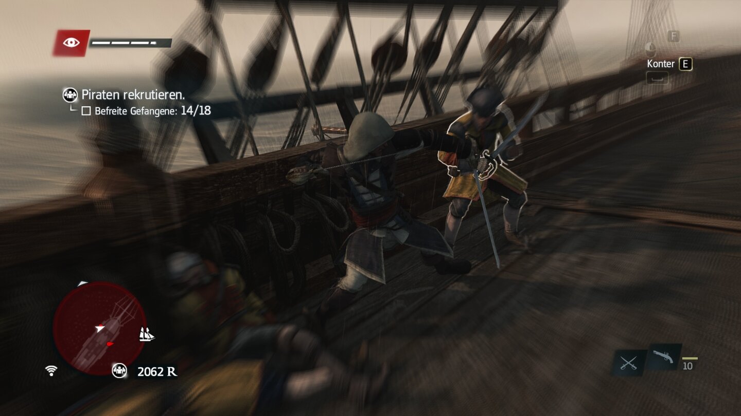 Assassins Creed 4: Black FlagDie Kämpfe sind nach wie vor die Achillesferse von Assassins Creed. Immerhin sind die Gegner ein wenig aggressiver. Außerdem gibt es keine Heiltränke mehr.