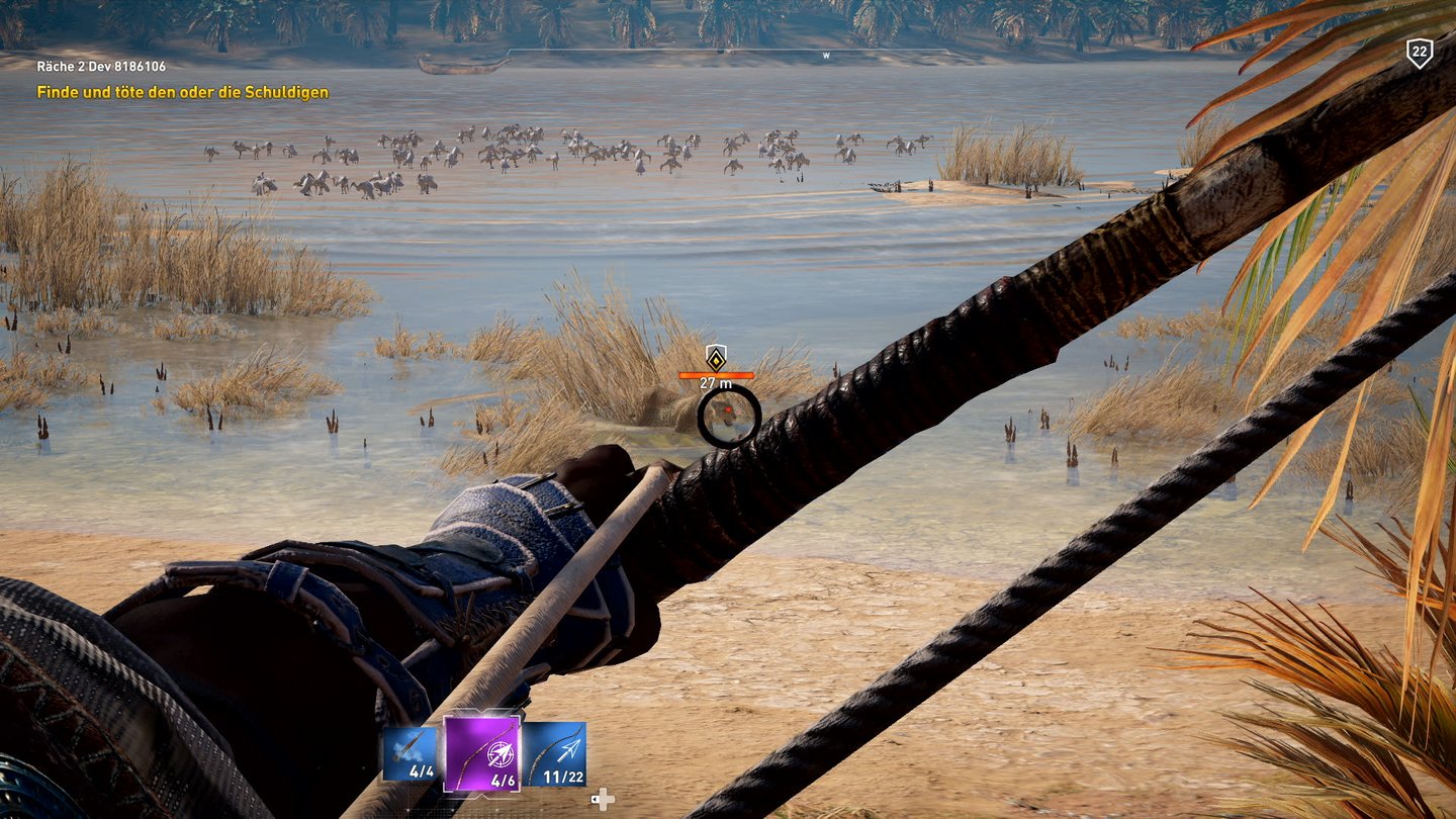 Assassin's Creed: OriginsDer Raubtier-Bogen ist die Sniper-Waffe von Origins. Gerade bei Jagd nach Löwen hilft die sichere Distanz.