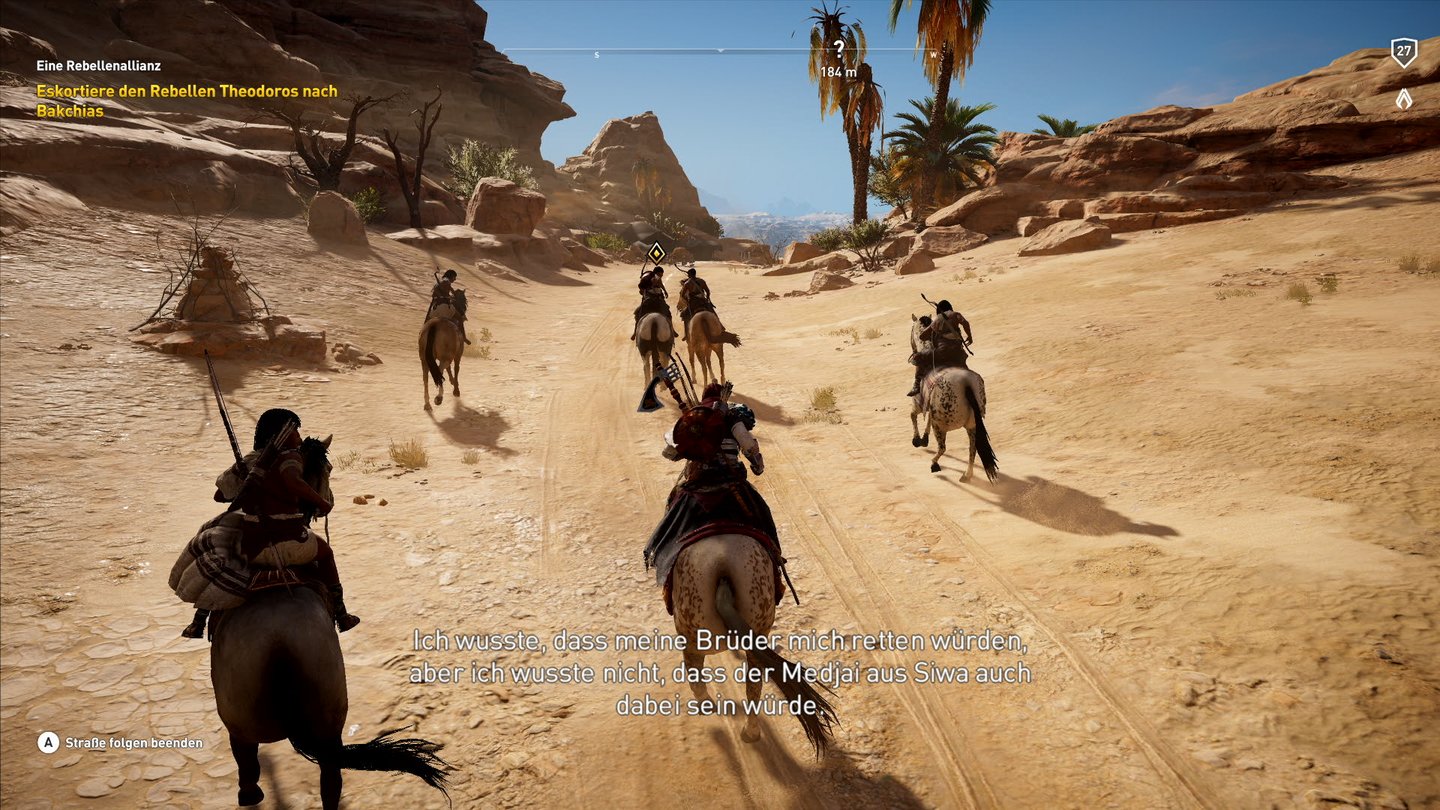 Assassin's Creed: OriginsÄhnlich wie bei Red Dead Redemption ist unser Pferd das wichtigste Fortbewegungsmittel.