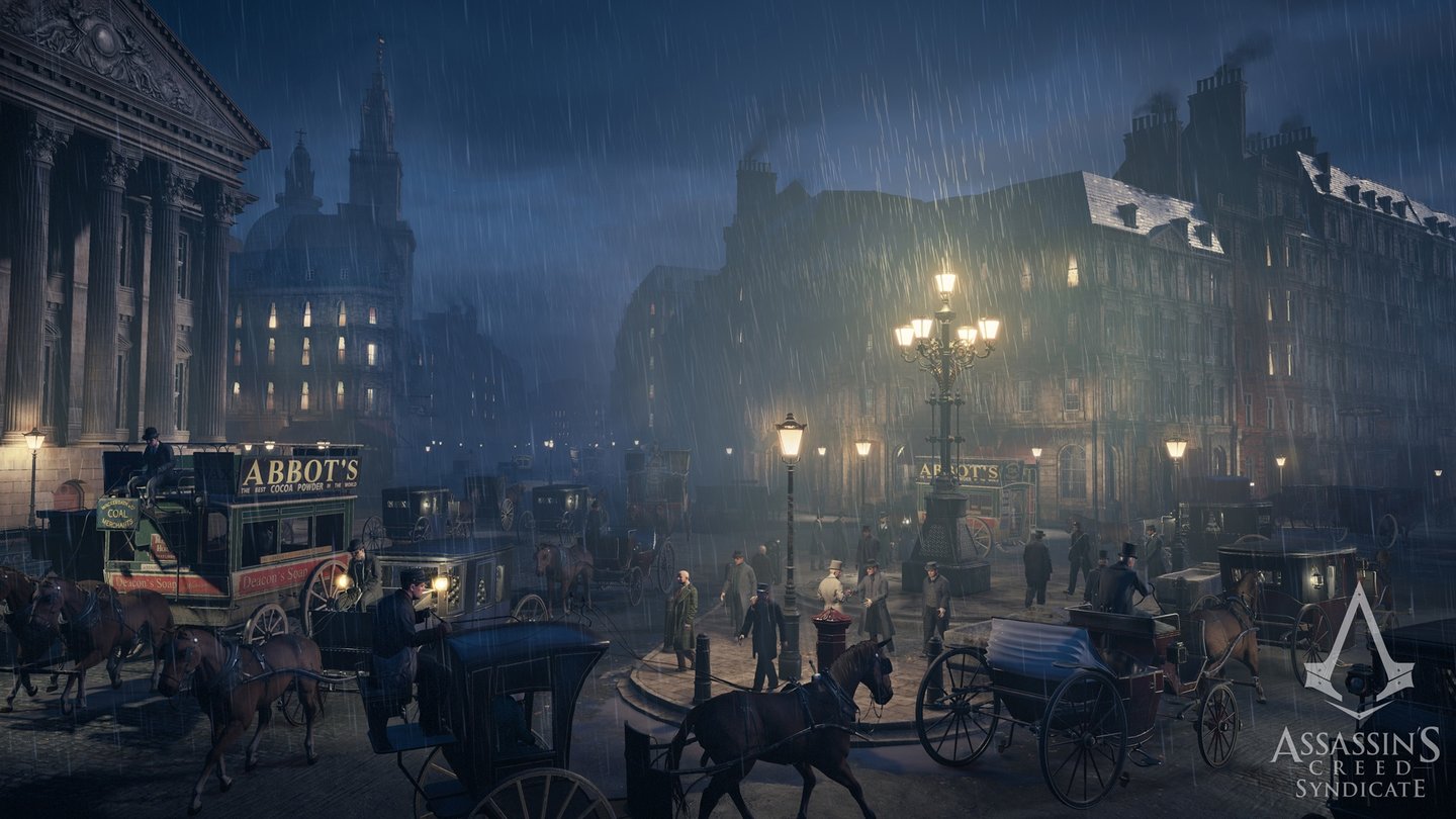 Assassin's Creed SyndicateLondon bei Nacht. Syndicate bietet wieder einen atmosphärischen tag-und-Nacht-Wechsel.