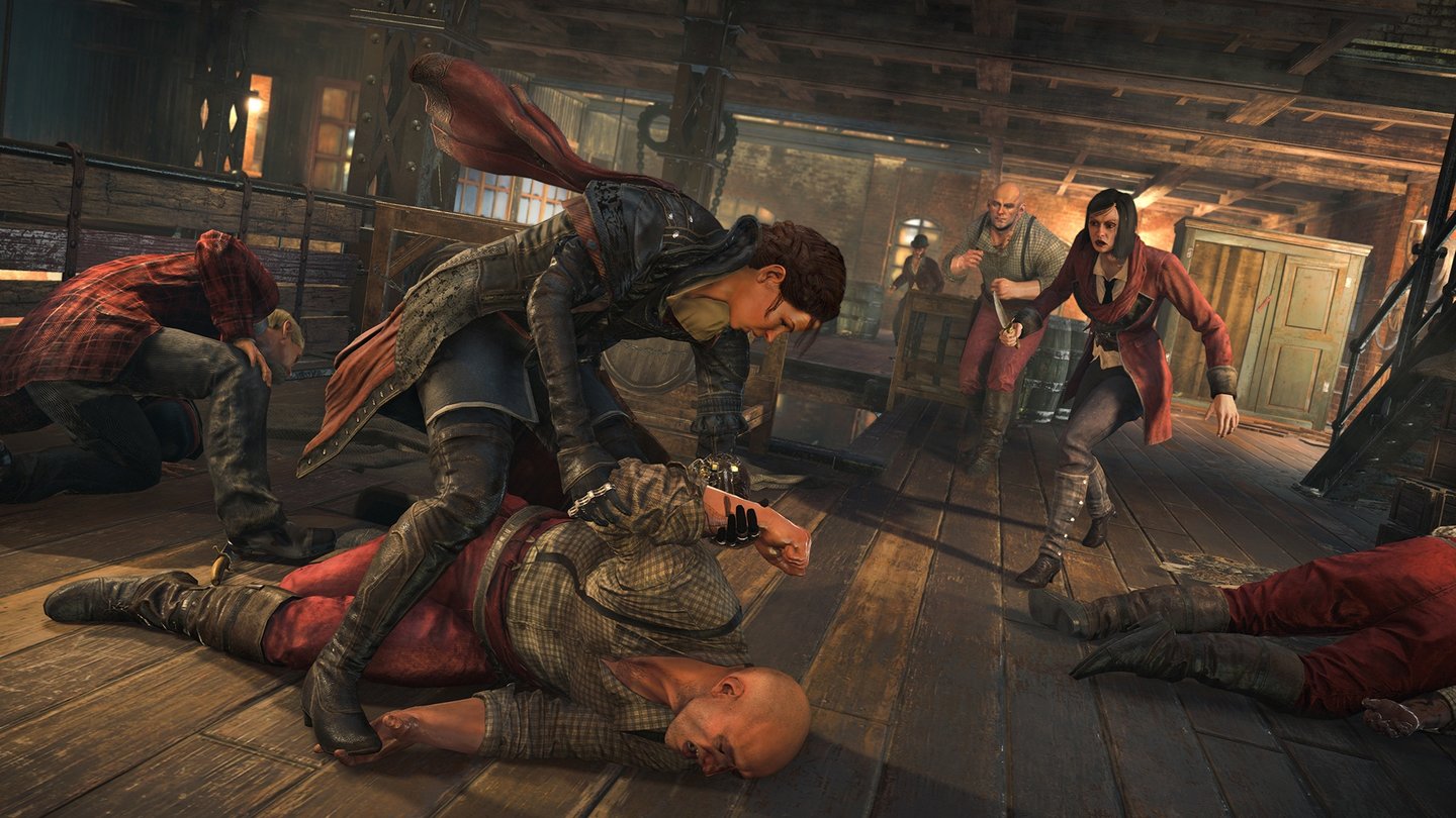 Assassin's Creed SyndicateDie Frye-Geschwister können sich im Kampf locker gegen mehrere Gegner durchsetzen. Kommen Schusswaffen ins Spiel, wird die Situation jedoch schnell brenzlig.
