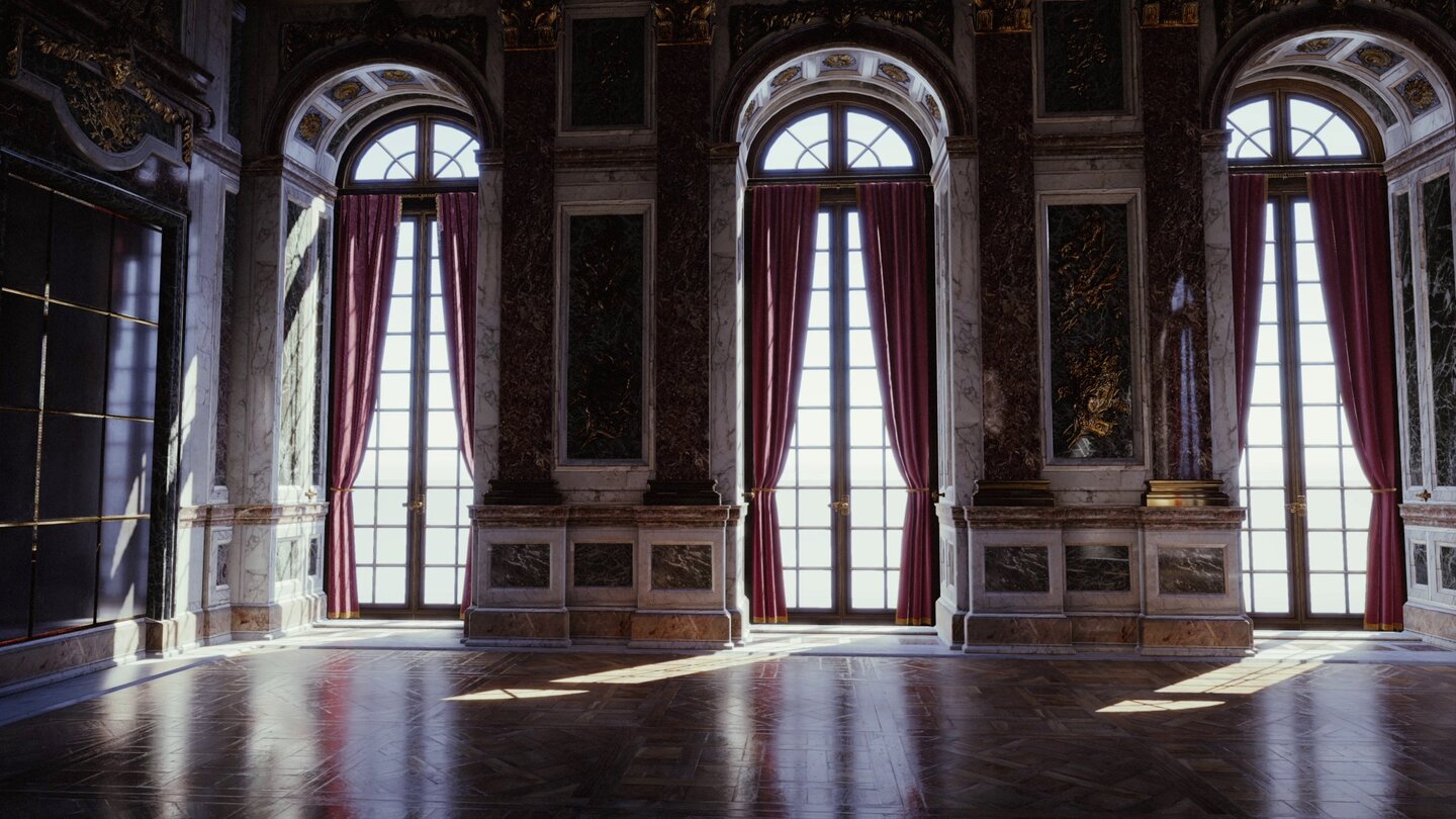 Assassin's Creed: UnityDer Spiegelsaal von Versailles sieht absolut schick aus. Derart realistische Spiegelungs- und Beleuchtungseffekte gab es in der Spielereihe bisher nicht.