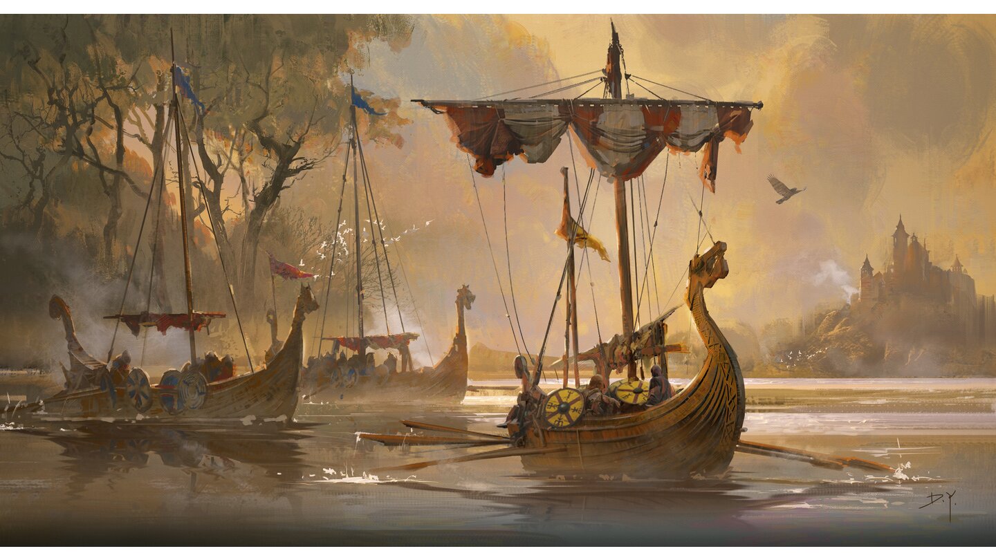 Assassin's Creed: ValhallaMit ihren Drachenbooten sind die Wikinger schnell unterwegs und können an jeder Küste auftauchen. Wirkliche Seeschlachten wie in Odyssey soll es aber nicht geben.