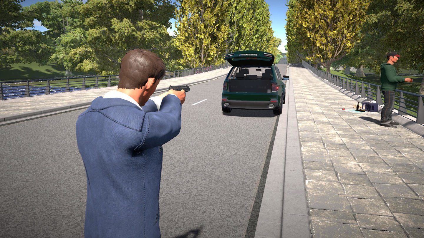 Autobahnpolizei Simulator 2Bei dieser Zwischensequenz wartet ein Quicktime-Event, ein Reaktionstest, den der Spieler für die Festnahme schaffen muss.