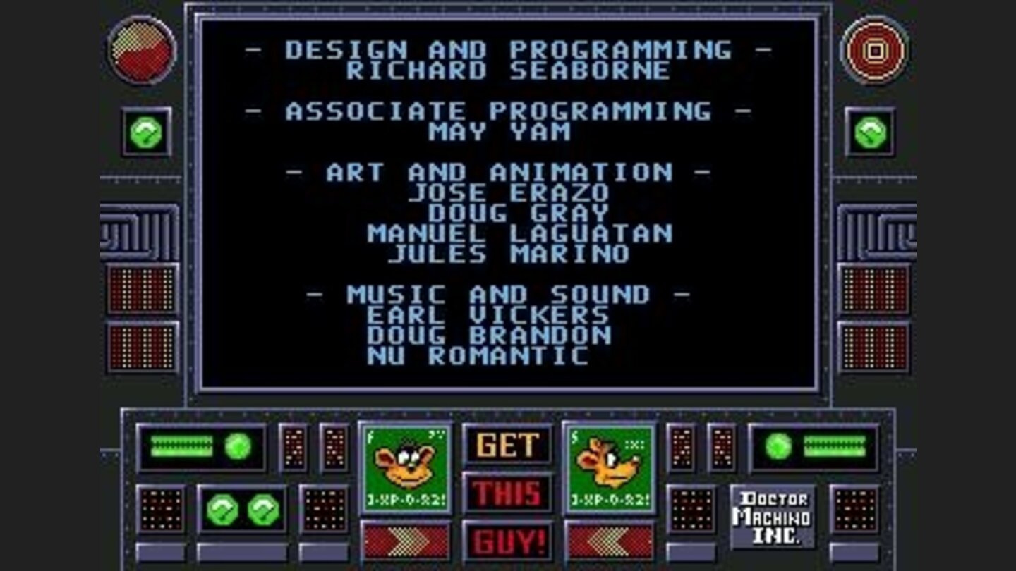 Credits and options menu