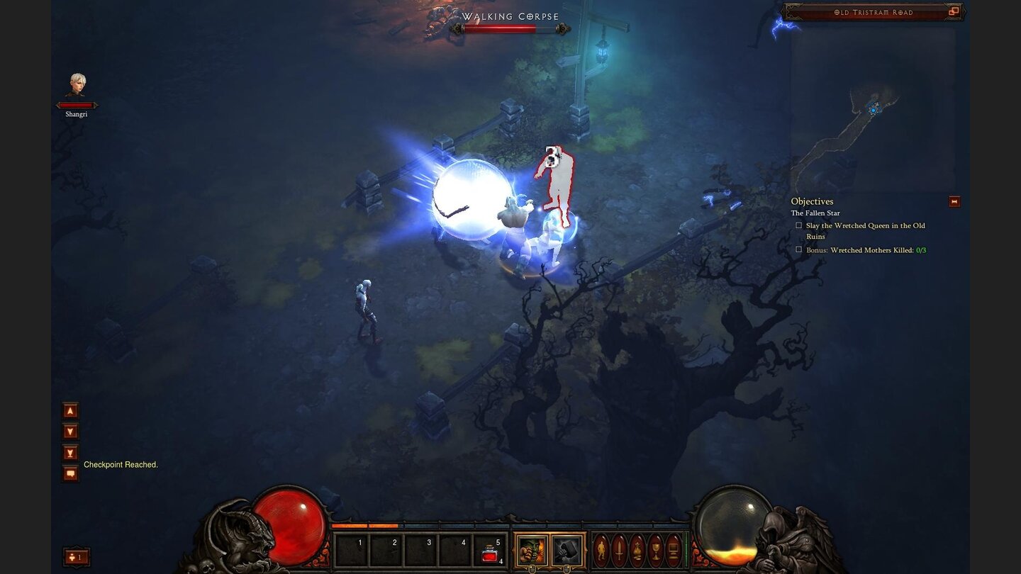 Diablo 3 Beta-PlaythroughUnser erster richtiger Auftrag: Wir sollen die »Wretched Queen« ausschalten. Wenn wir dabei auch noch drei »Wretched Mothers« erledigen, gibt es zusätzliche Quest-Belohnungen.