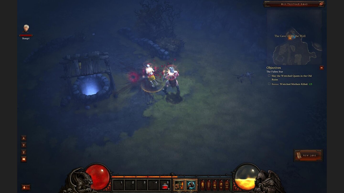 Diablo 3 Beta-PlaythroughGetötete Gegner hinterlassen rote Kugeln, die uns beim Aufsammeln heilen.