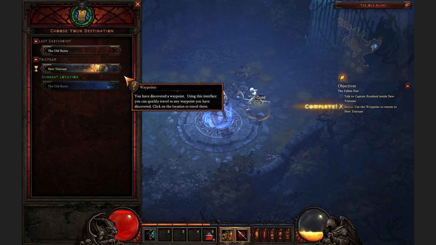 Diablo 3 Beta-PlaythroughWir haben unsere aktuelle Aufgabe erfüllt und reisen über den Wegpunkt zurück nach New Tristram.