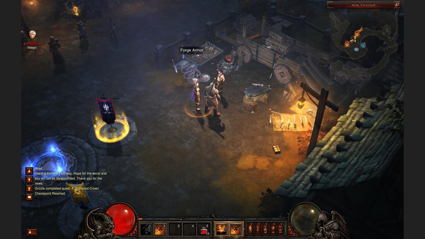 Diablo 3 Beta-PlaythroughDiesem Schmied haben wir vorher geholfen. Dafür repariert er jetzt unsere Ausrüstung und schmiedet uns auch neue Gegenstände.