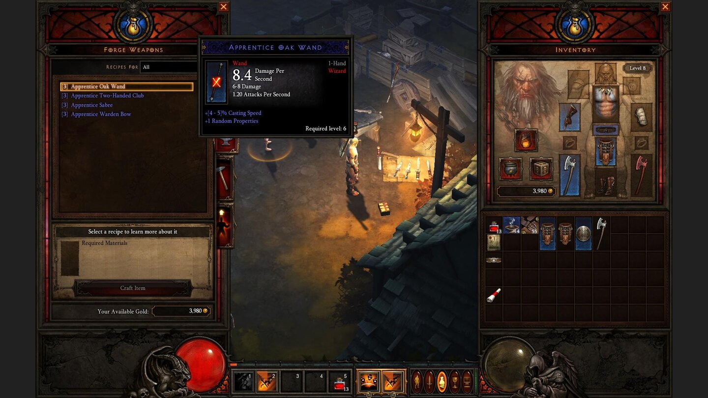 Diablo 3 Beta-PlaythroughDie verfügbaren Gegenstände werden in einer übersichtlichen liste aufgeführt.