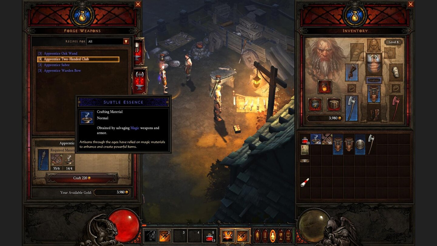 Diablo 3 Beta-PlaythroughNeben Gold verlangt der Schmied für neue Gegenstände auch ausgewählte Materialien.