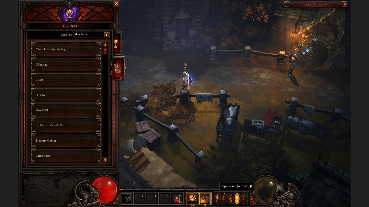 Diablo 3 Beta-PlaythroughIm Journal werden alle Quests gesammelt. Die Hintergrundgeschichten können ebenfalls hier aufgerufen werden.