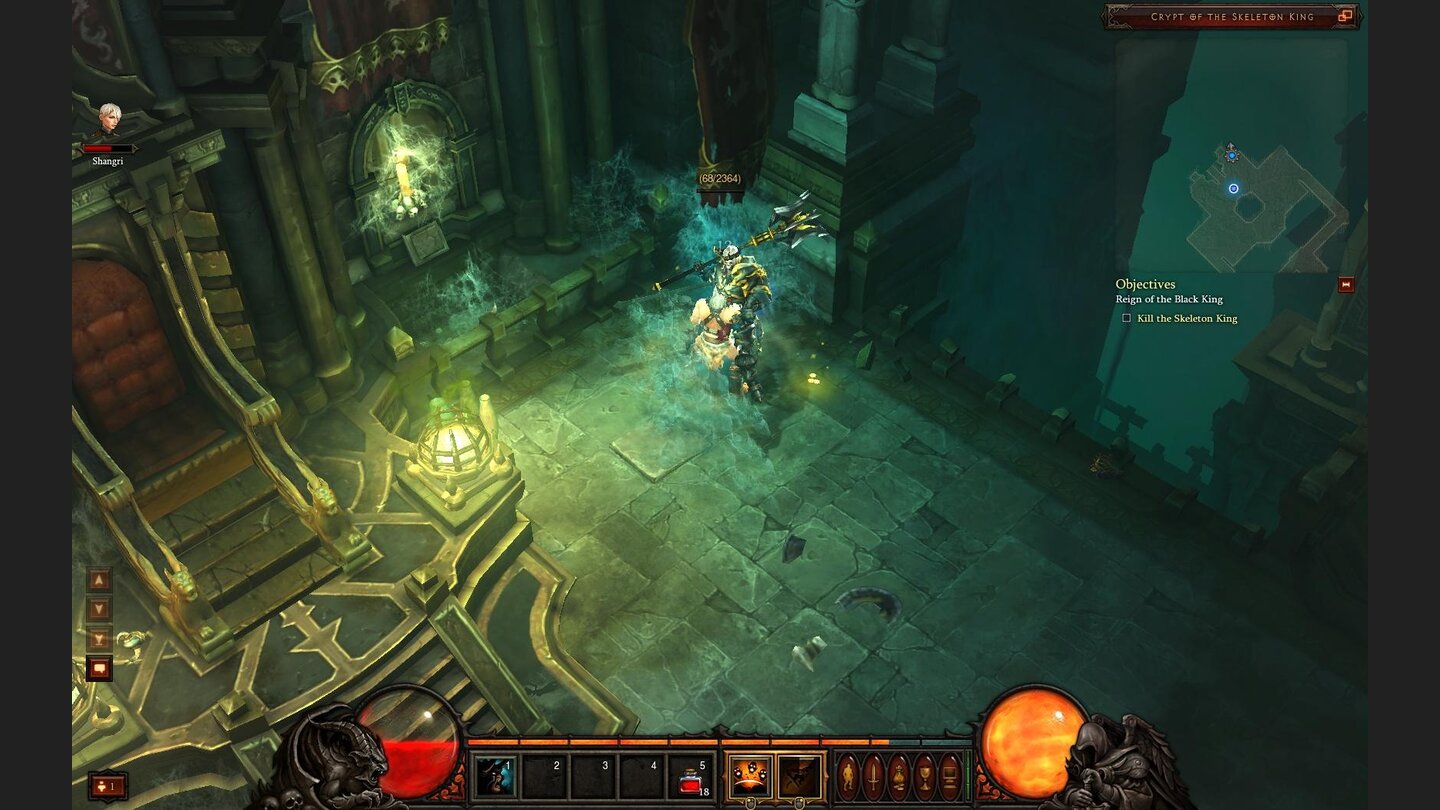 Diablo 3 Beta-PlaythroughZu zweit und auf dem normalen Schwierigkeitsgrad ist Leoric keine große Herausforderung.