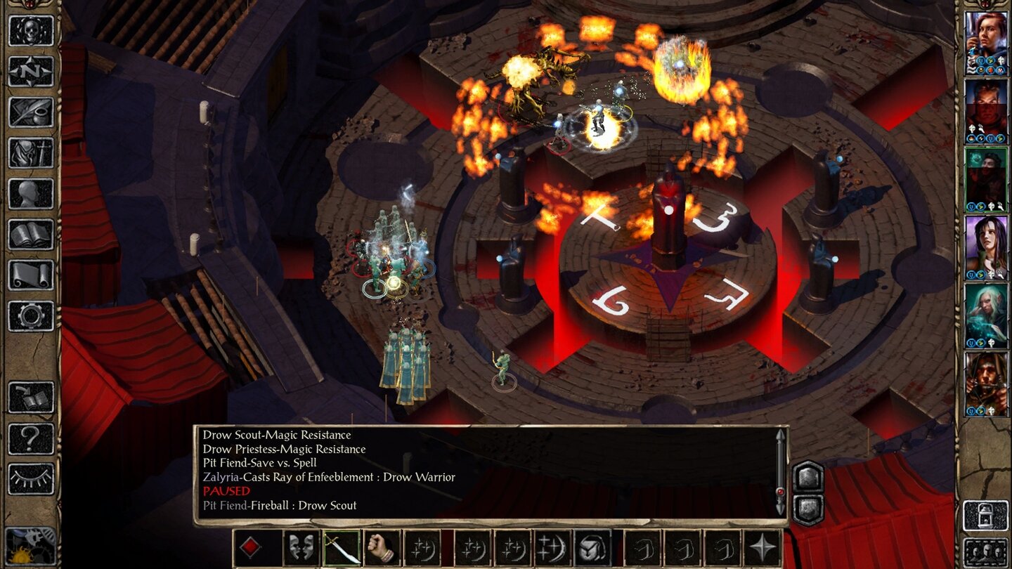 Baldur's Gate 2: Enhanced EditionUm mit einer Bande Drow in den schwarzen Gruben fertig zu werden, haben wir einen Dämon heraufbeschworen. Der würde uns auch selbst zerreißen, wenn wir uns nicht davor mit Schutzzaubern belegt hätten.