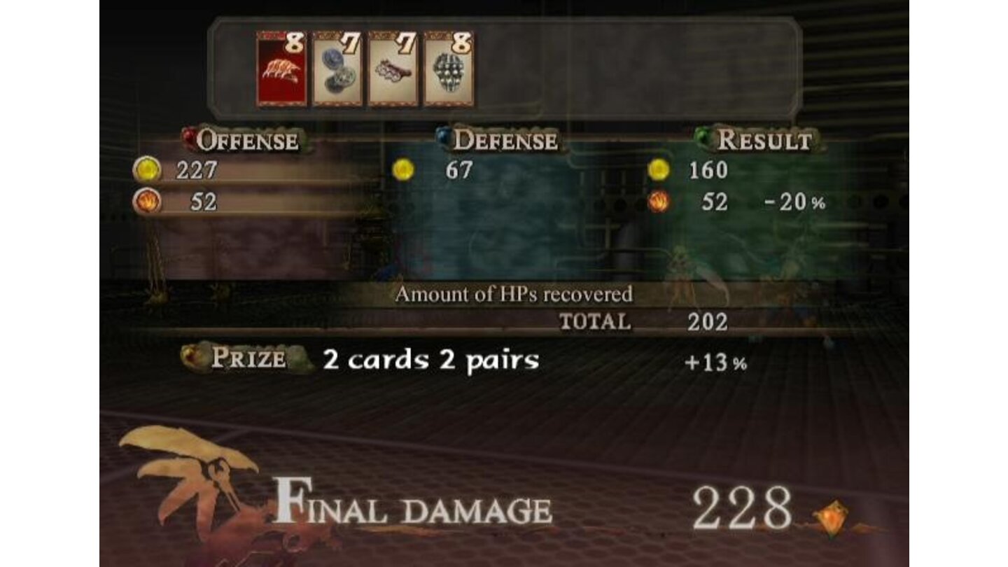 In battle, there is a summary of the results at the end of each turn