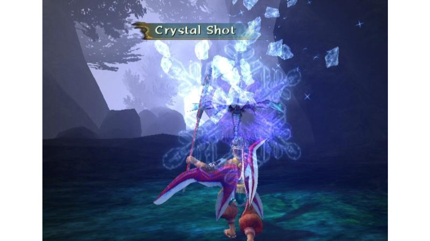 Attacking an enemy with the crystal shot