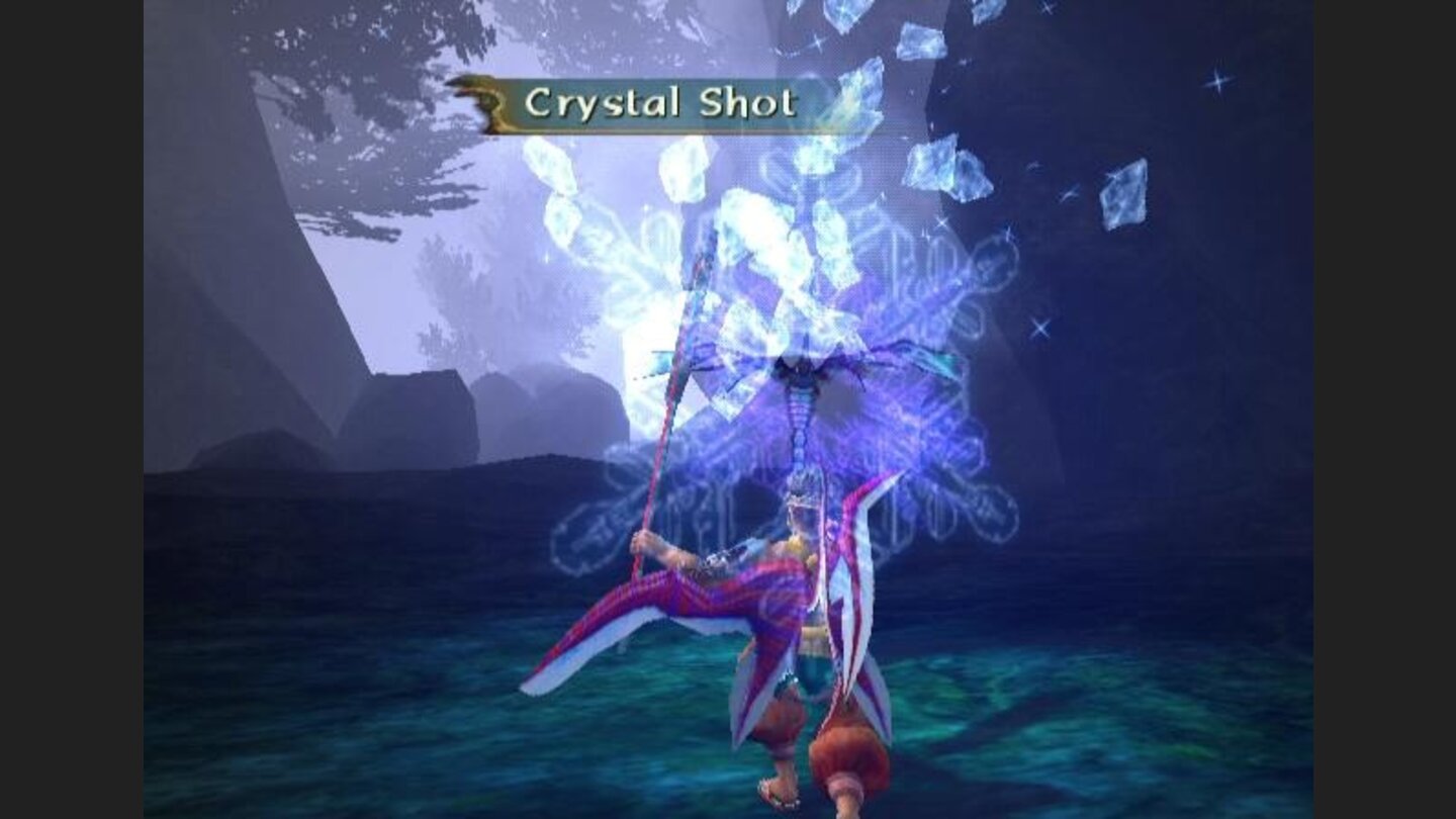 Attacking an enemy with the crystal shot