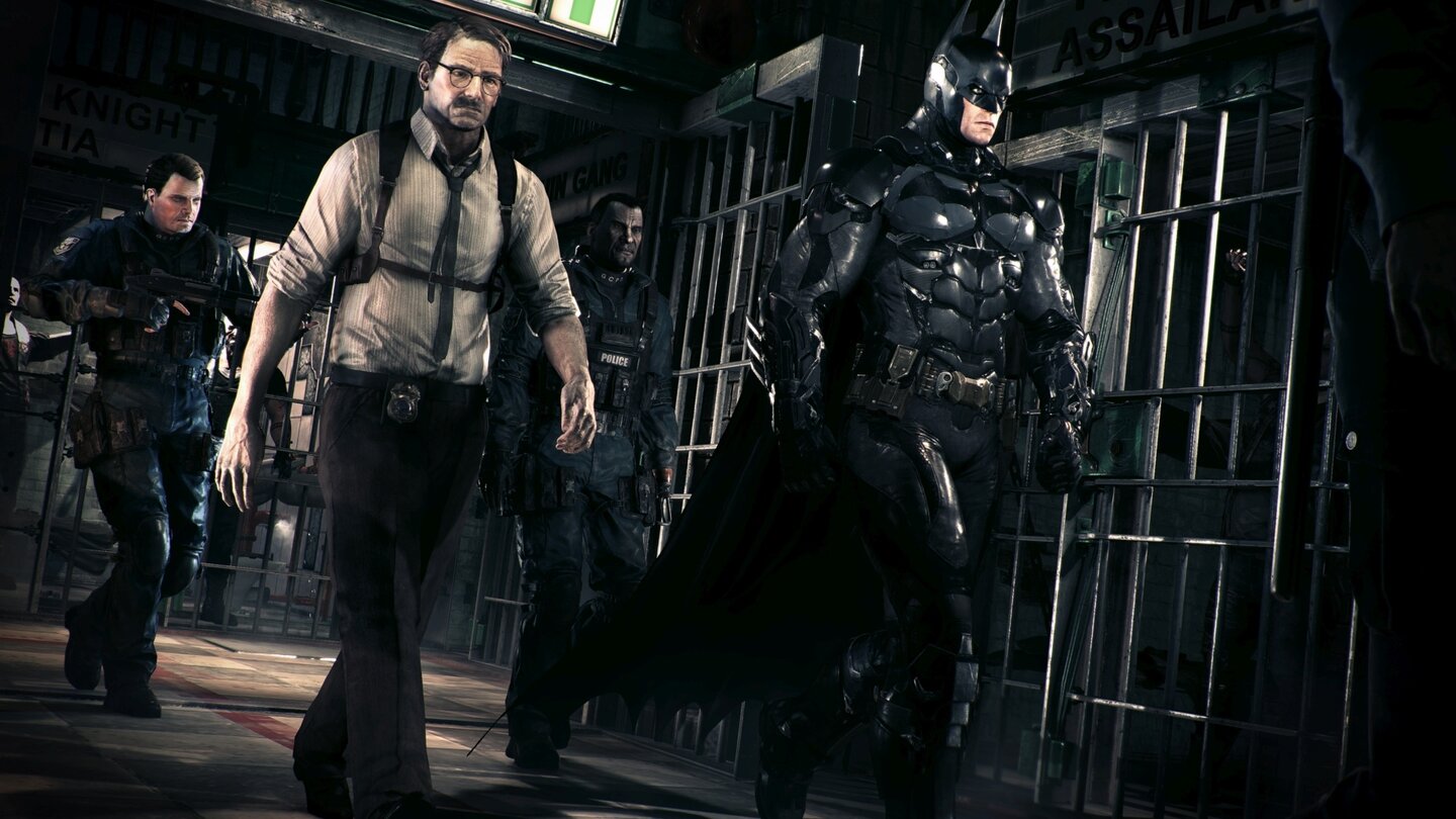 Batman: Arkham KnightCommisioner Gordon und eine Hand voll treu ergebener Polizisten sind die einzigen übrig gebliebenen Gesetzeshüter im evakuierten Gotham.
