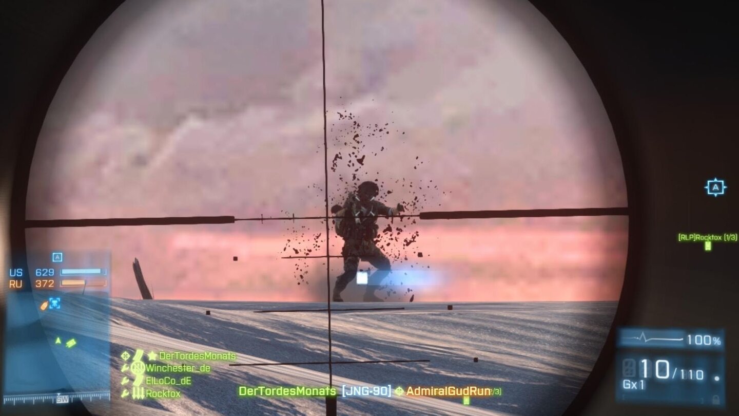 Battlefield 3 - Armored Kill-DLC (PC-Screenshots)Aufklärer sind primär wegen ihrer Soflams hilfreich, aber Abschüsse werden die Sniper wohl nicht viele schaffen: Wer läuft in Armored Kill denn schon zu Fuß rum?