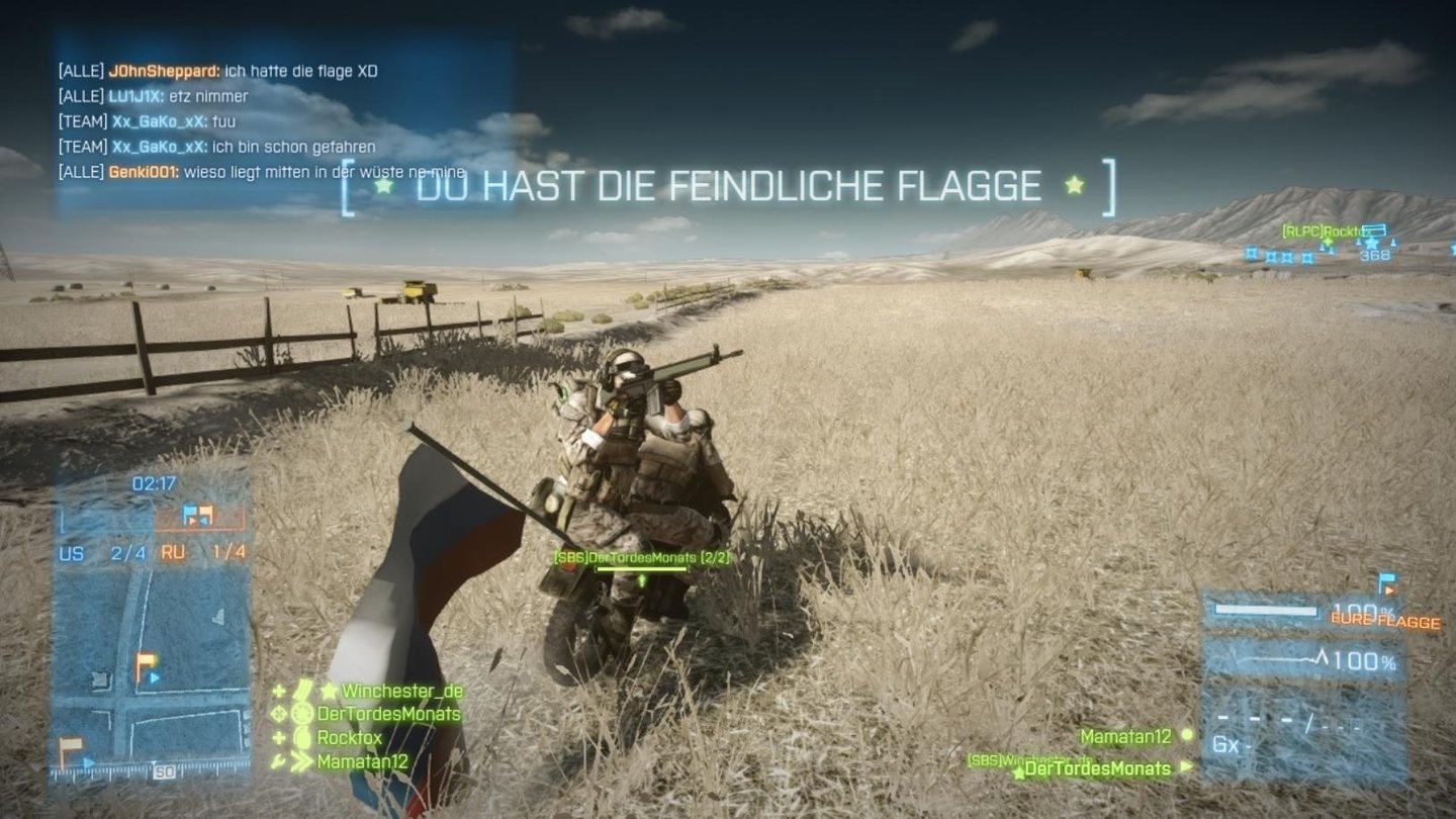 Battlefield 3 - End Game-DLCDer Dirtbike-Sozius darf bei der Fahrt sämtliche Waffen und Ausrüstungsgegenstände verwenden.