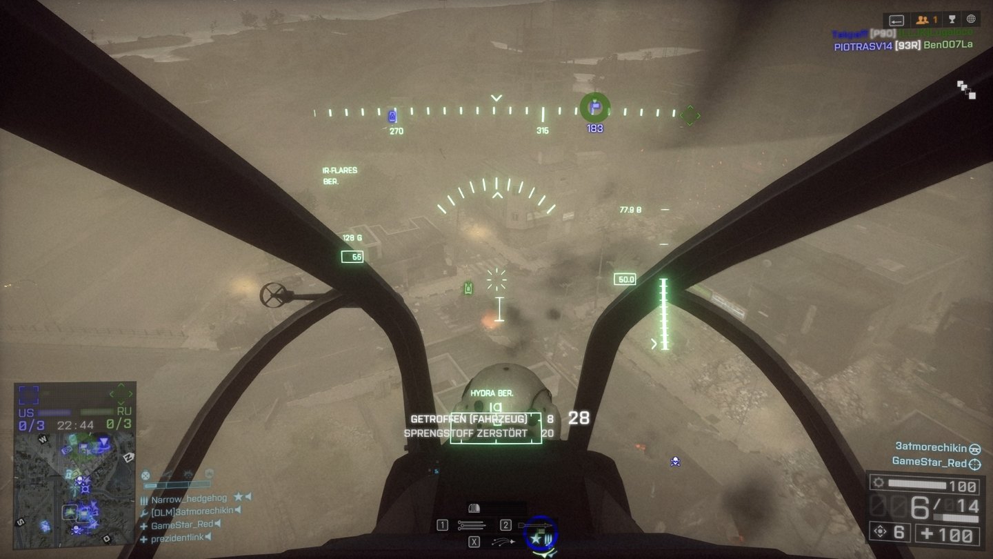 Battlefield 4: Second AssaultAus der Luft wird das Aufspüren der Gegner oher Zielmarkierung aber zur Glückssache.