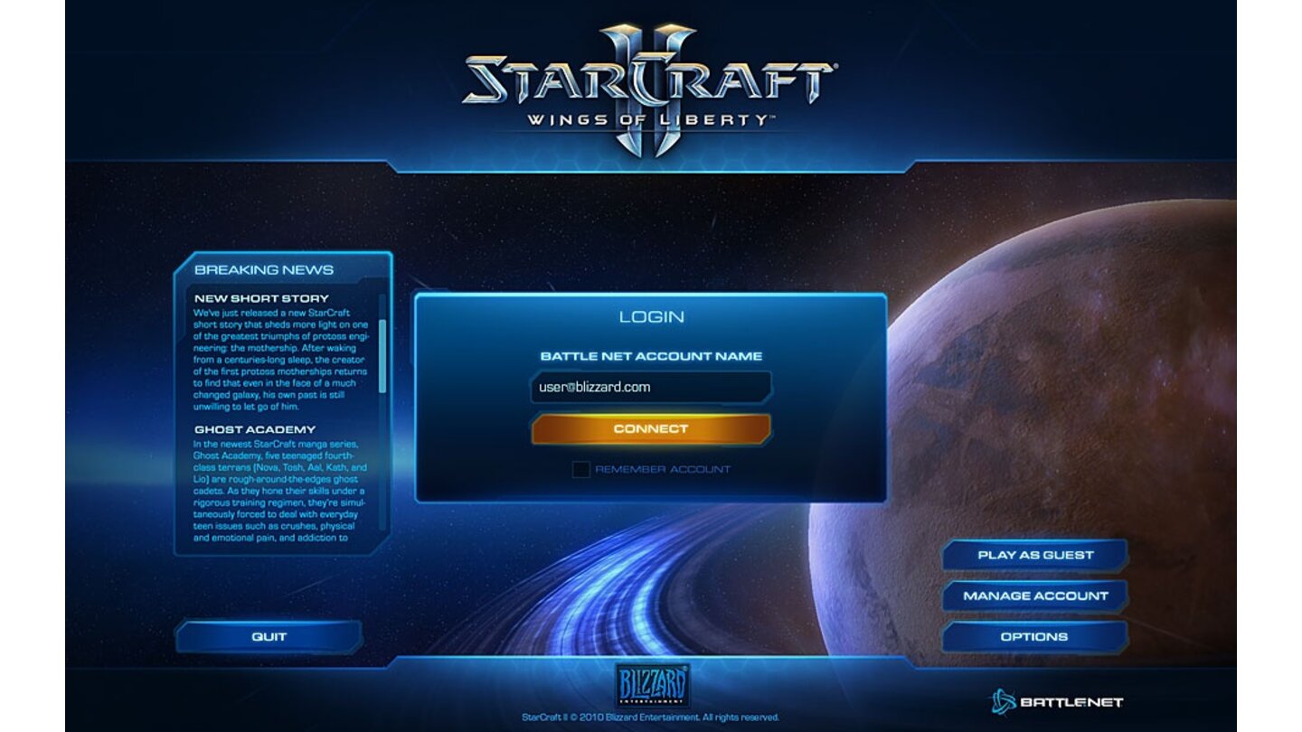 Battle.net 2.0 - Login-Screen