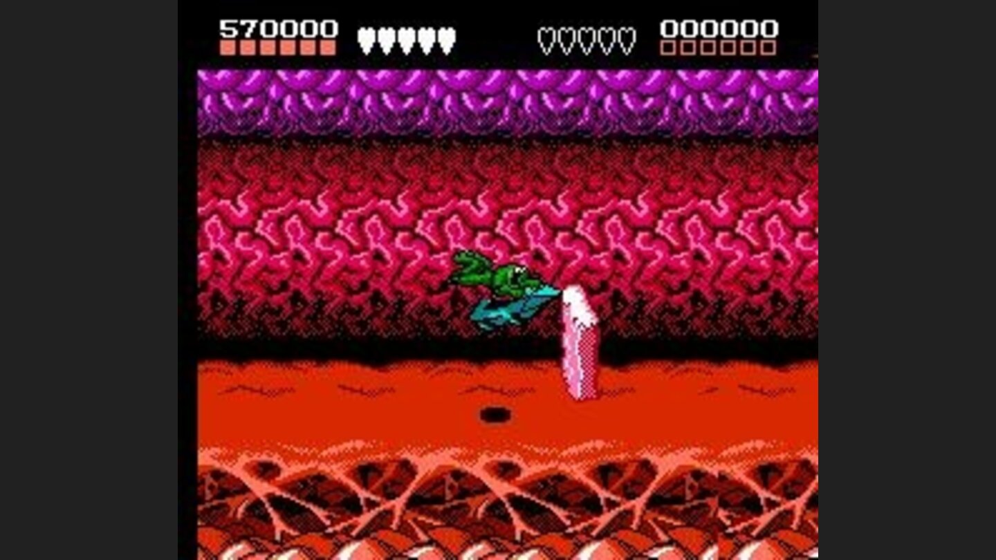 Much of the Turbo Tunnel consists of racing through on a turbo bike and dodging obstacles