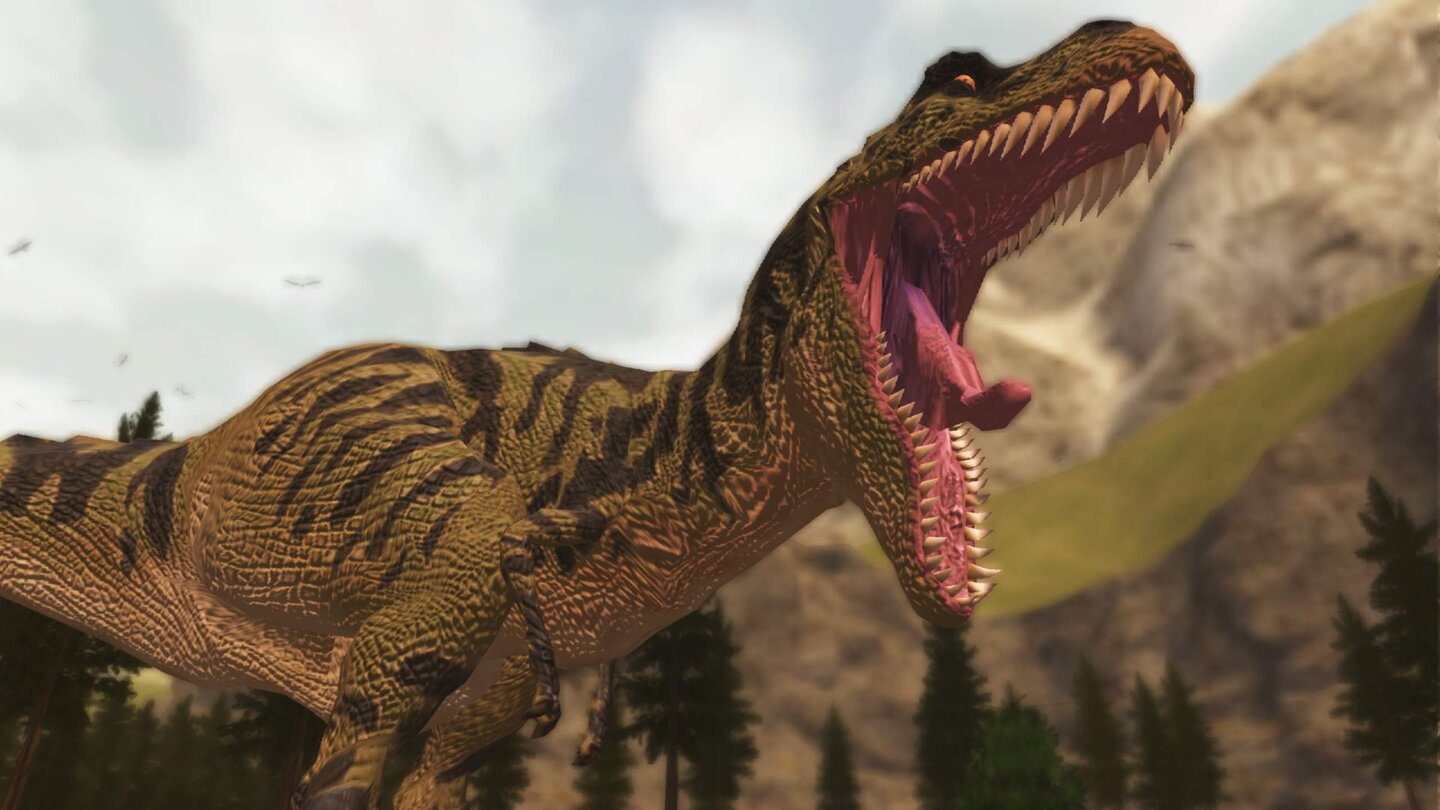 B.C.Dieser Tyrannosaurus Rex ist laut Peter Molyneux nur ein Heranwachsender. Sogar seine Zunge ist animiert.