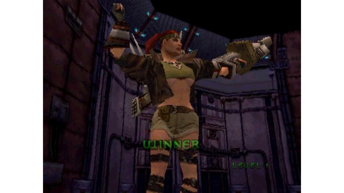 Sabotage Wins...but only on the Playstation, as Nintendo made her wear more clothing.