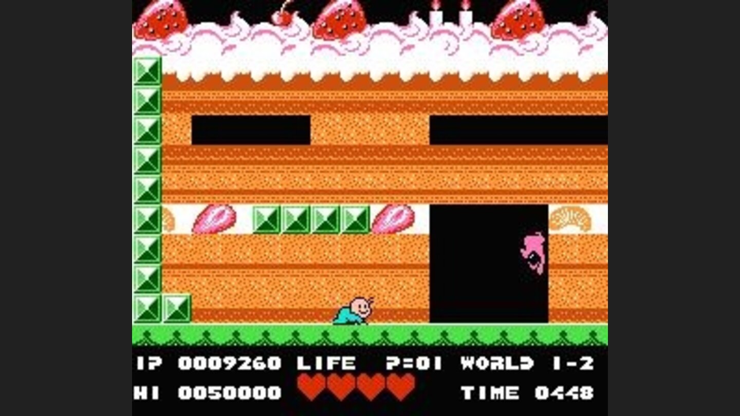 In this level, the baby has to eat the cake in order to advance