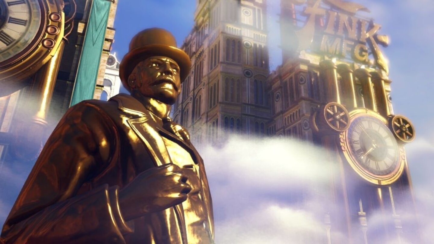 Bioshock InfiniteÜber den Wolken muss die Freiheit wohl grenzenlos sein! Naja, vielmehr lauern dort jede Menge Gefahren. Irrational Games schickt uns in Bioshock Infinite in die Wolkenstadt Columbia. In der Rolle des Ermittlers Booker deWitt versuchen wir uns an der Rettung der mit übernatürlichen Fähigkeiten ausgestatteten Elizabeth. Die Aktion verläuft natürlich nicht ohne Komplikationen und schon bald haben wir nicht nur menschliche Gegner sondern auch das mechanische Monstrum »Songbird« am Hals.