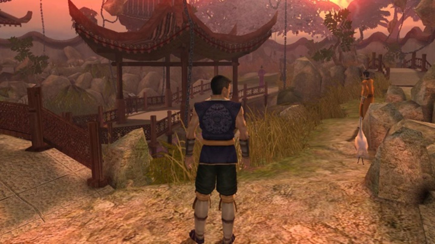 2005 – Jade Empire (Xbox, PC)Jade Empire erschien zunächst nur für die Xbox. Ein Jahr später folgte auch noch die PC-Fassung, die die zusätzlichen Inhalte der Limited Edition für die Konsole enthält. Das Setting ist dabei, mit dem mittelalterlichen China, das mit einigen Steampunk-Elementen angereichert wurde, recht unverbraucht. Auch die Spielmechanik unterscheidet sich von den früheren Rollenspielen von BioWare. So wird nicht mehr in einem rundenbasierenden und pausierbaren System gekämpft, sondern der Gegner direkt attackiert, wie in einem Prügelspiel.Die Story beginnt in einer malerischen und ruhigen Kampfsportschule, die allerdings prompt überfallen wird, wobei der Meister des Spielers von den Angreifern entführt wird. Fortan gilt es den Meister Li wiederzufinden und zu retten. Doch am Ende ist, wie so oft in BioWare-Spielen, nicht alles so, wie es scheint.