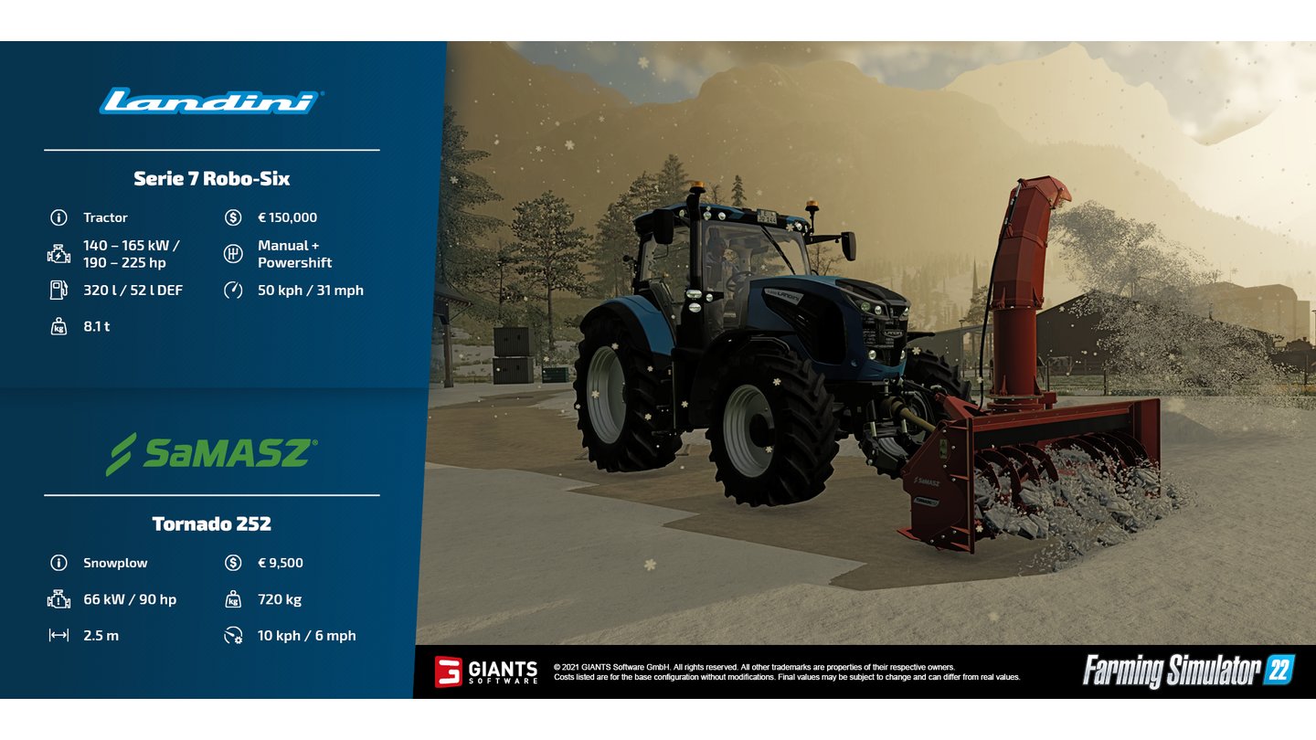 Landwirtschafts Simulator 22 Landini Serie 7 Robo-Six und Samasz Tornado 252