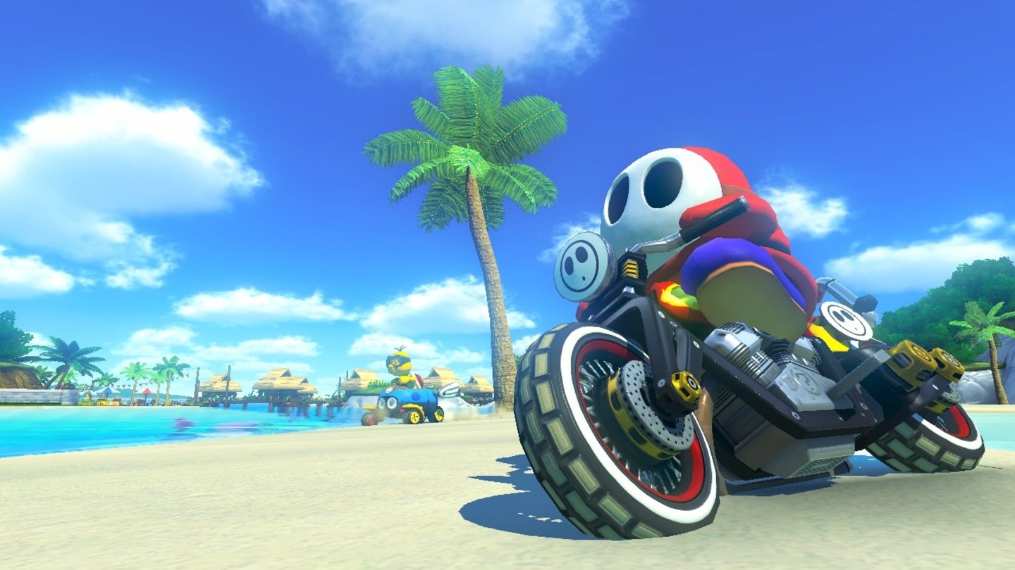 Mario Kart 8Auch der Maskenträger Shy-Guy steht im Fahrerfeld zur Auswahl.