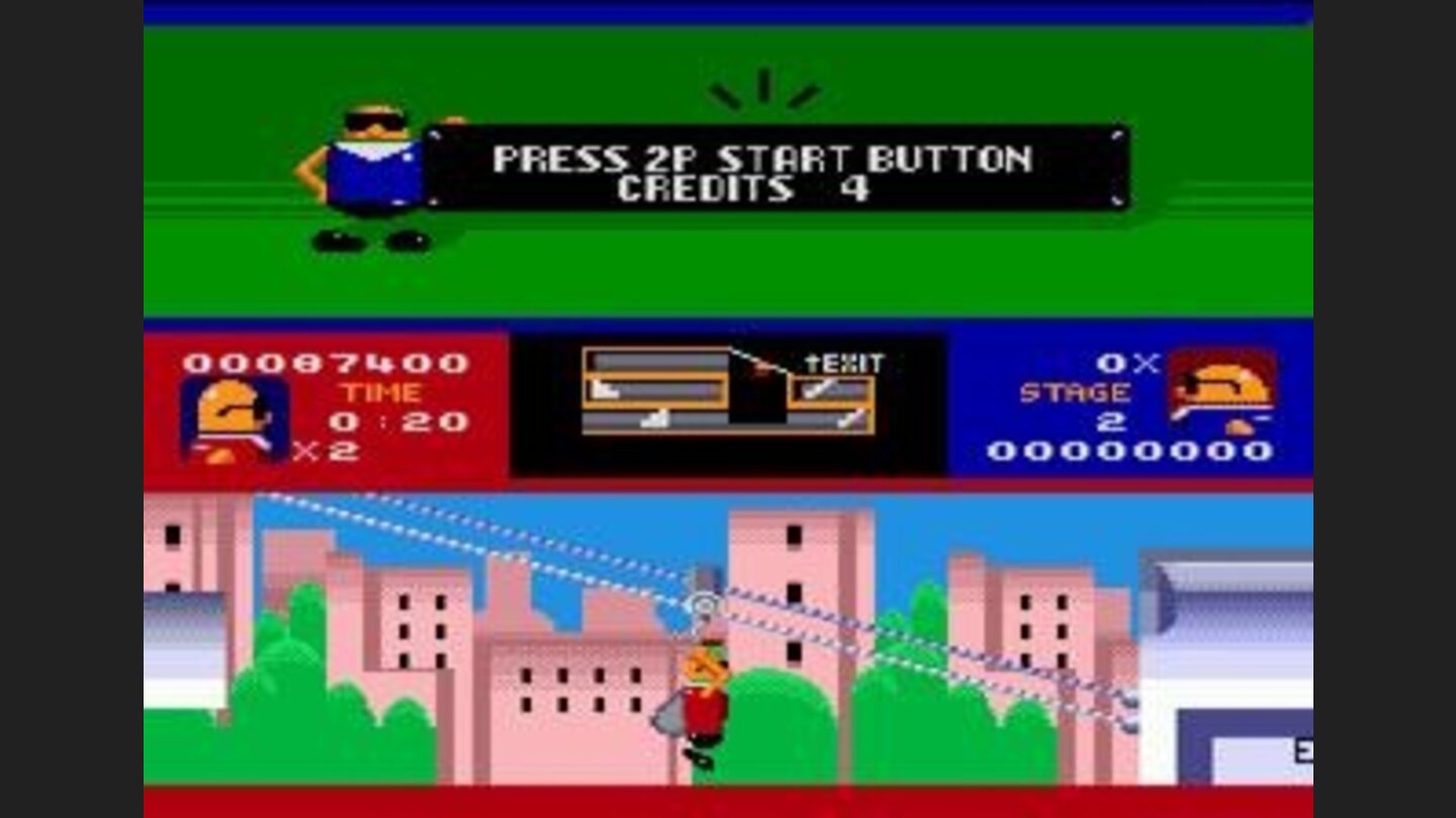 Flying towards the second building