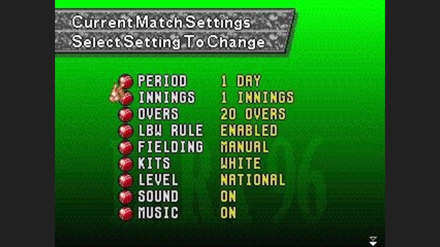 Match settings screen